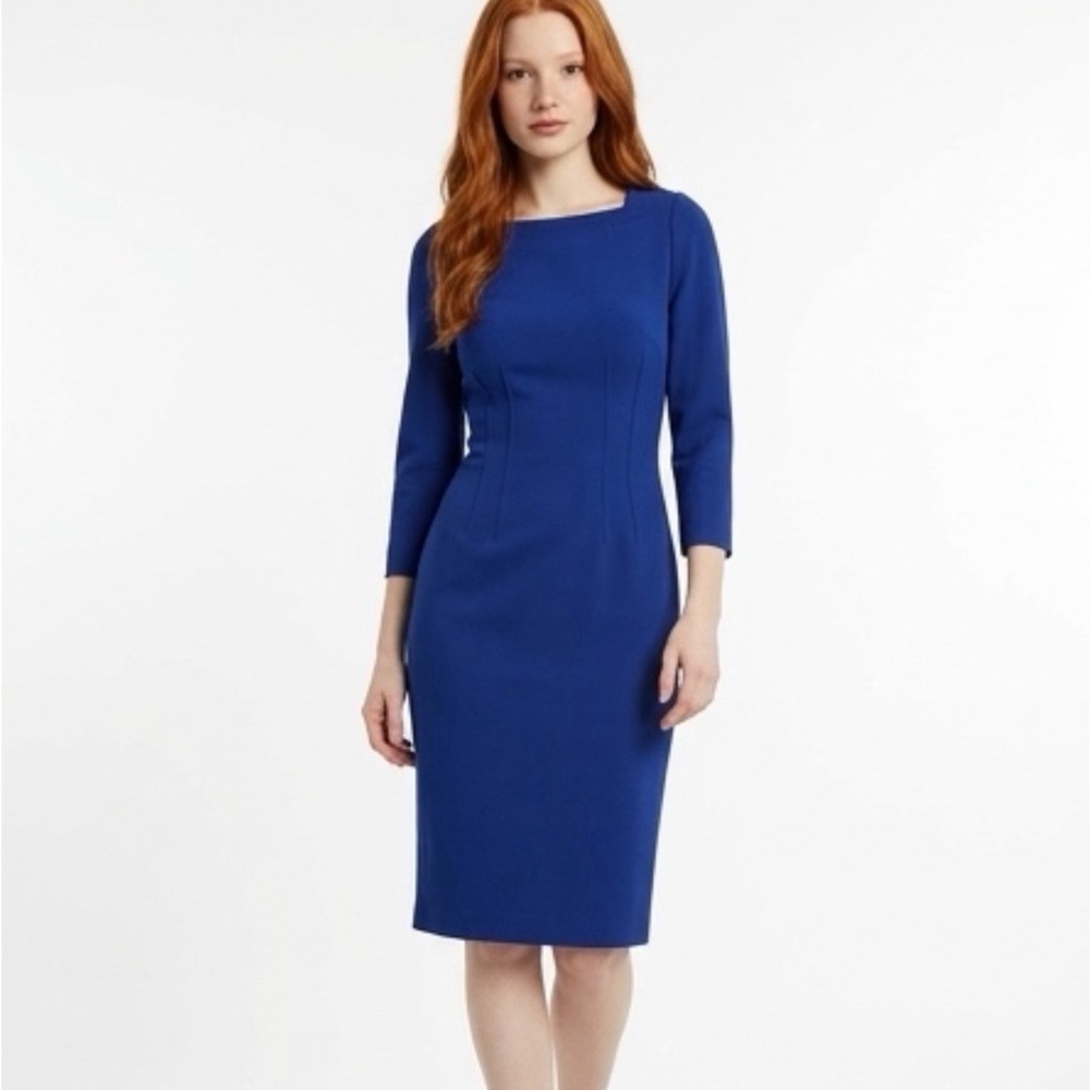 Elle Tahari‎ Dress Blue 3/4 Sleeves Size 16